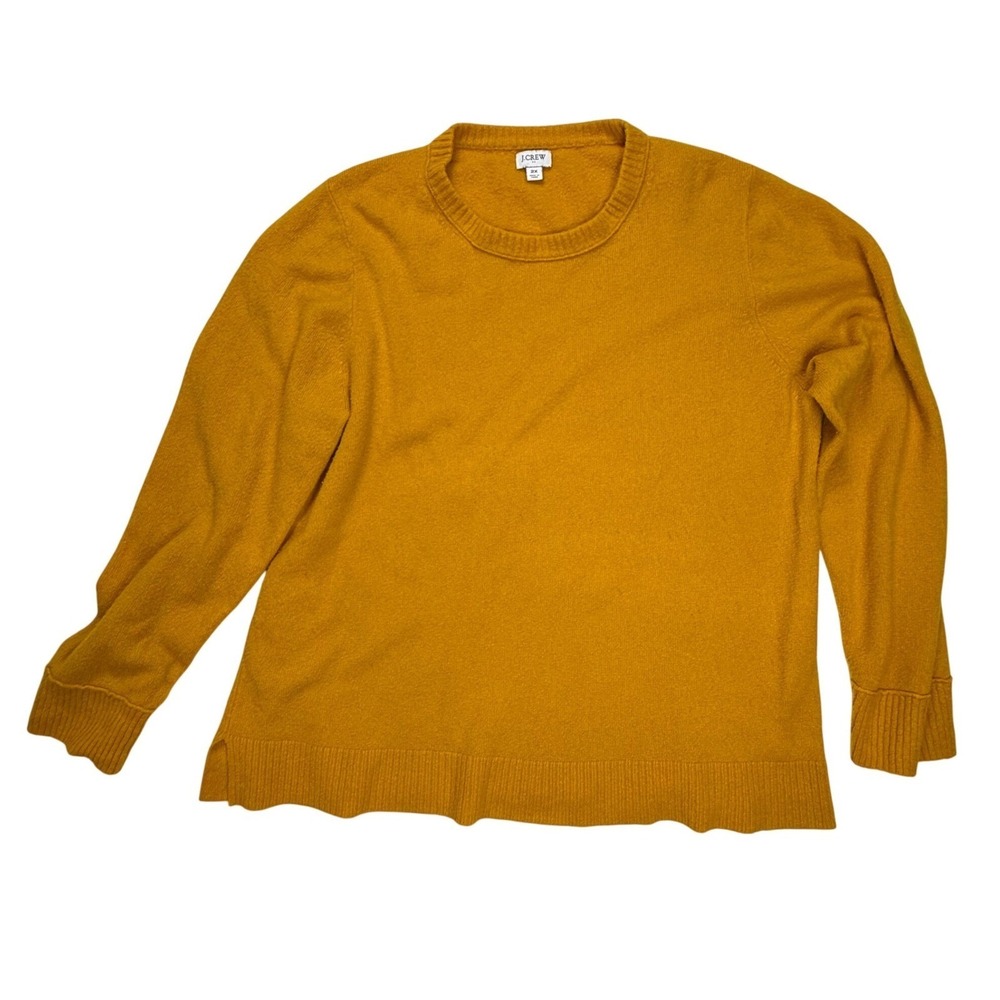 J.Crew Womens 2X Mustard Yellow Crewneck Knit Sweater AC625 HO20